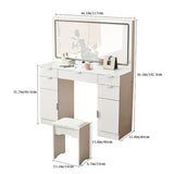 ZNTS Dressing table set with LED mirror and 3 lighting modes, dressing table with 5 drawers and 2 96670198