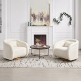 Swivel Accent Chair, 360-degree Barrel Chair with Teddy Upholstery, Comfy Pumpkin-Shaped W3244P288825