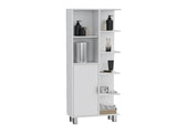 Mott 63" H Linen Bathroom Cabinet with Seven Open Shelves, One Drawer and four legs,White B097P167431