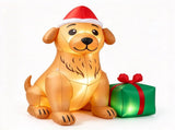 5 FT Christmas Inflatable Golden Retriever with Christmas Hat & Gift Box, Built-in LED Lights, Blow 26204893