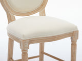 Solid Wood Bar stools Set of 2, Classic French Country Wooden Barstools with Upholstered Seating W1622P221395