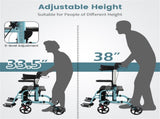 2-in-1 Rollator Walker & Wheelchair 6-Level Adjustable Handles, 1-Hand Folding, Storage 50220611