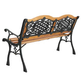 ZNTS 49" Garden Bench Outdoor Patio Park Chair Furniture Hardwood Slats Cast Iron Frame 40097071