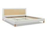 Haley Upholstered Cane-Back Platform Bed, King, Antique White Polyester B2719P238202