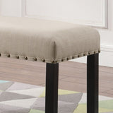 Biony Fabric Dining Bench with Nailhead Trim, Tan T2574P164612