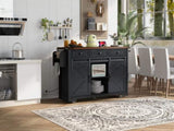 K&K 53.7" Farmhouse Kitchen Island Power Outlet, 2 Sliding Barn Door Kitchen Storage Island N707P170347B