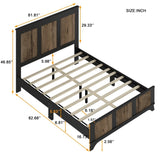 Farmhouse Wooden Platform Queen Size Bed, Modern Platform Bed with Wooden Strip Decoration, Plywood WF530906AAB