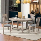 5-Piece Wood Dining Table Round Extendable Dining Table with 4 Dining Chairs, Dining Room Table 52113477