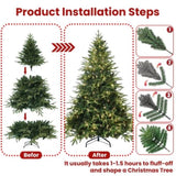 Artificial 5ft Green Christmas Tree with 1419 PE/PVC Mixed Branch Tips, 300L warm white led, Steel 42598236