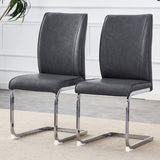 Luxury Simple Arch Chair - Set of 2 Dark Gray PU Material High Resilience Dining Chair with Arched W1151P154867
