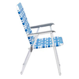 ZNTS 2pcs Steel Tube PP Webbing Bearing 120kg Folding Beach Chair Blue& White Strip 18794766