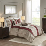 King 7 Piece Jacquard Comforter Set with Throw Pillows B03597222