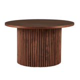 Walnut Wood Veneer Tabletop 27.56 Inch Round Coffee Table, Farmhouse Circle Coffee Table MDF W1164P225857