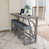 Bar Table Set with Power Outlet, Bar Table and Chairs Set, 4 Piece Dining Table Set, Industrial W1781P145876