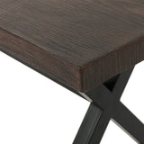 Outdoor Aluminum Dining Bench with Steel Frame, Brown / Black 61625.00BBRNMP1