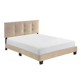 1pc Full Platform Bed Light Brown Velvet Upholstered Adjustable Height Headboard Button Tufted Solid B011P203574