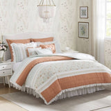9 Piece Cotton Percale Comforter Set Coral Queen B03596894