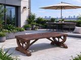 Outdoor Wagon Wheel Porch Bench for Backyard Garden,2-Person Wooden Garden Bench,Rustic Country T3971P612592