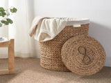 Ludmilla Round Tall Water Hyacinth Woven Wicker Laundry Hamper with Lid - For Clothes, Canvas, Toys B093P169705
