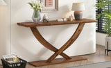 ZNTS Mirod 57'' Modern Rustic Console Table with Cross-Leg Design,Sturdy Construction and Ample Surface N760P214643D