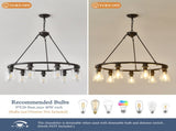 34.25'' Modern 9-Light Black Wagon Wheel Chandelier With Light For Living Dining W5008P468519