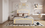 Twin Size Upholstered Platform Bed with Curve Shaped and Height-adjustbale Headboard,LED Light WF323748AAK