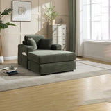 Corduroy Upholstered Chaise Lounge Sofa,Magazine bag,Detachable Cushions Deep Seat for Living W2120P322754