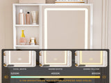 Modern Mini Dressing Table with LED-lit Mirror & Hidden Storage,Includes Padded Stool,Adjustable 17689128