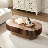 43.70 Inch Modern Handcraft Drum Coffee Oval Coffee for Living Room,Small Wooden Coffee W2582P250586
