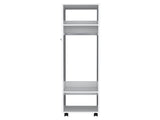 Armoire 63"H, with 3 Shelves, 1 Mirror, and 4 Wheels, White B097P250842