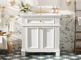 24'' Vintage Elegance Bathroom Cabinet Soft Closing Doors and Adjustable Shelf, Bathroom Vanity N710P446530K