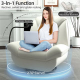 Oversized Power Recliner Chair,270&degSwivel Glider Recliner for Nursery, Electric Recliner Sofa 57446380