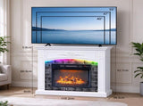 White Paint, 110*34.5*93cm, MDF with carved middle section & LED light strip, for 18in fireplace 29535199