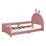 Twin Size Upholstered Daybed with Rabbit Ear Shaped Headboard, Pink WF308907AAH