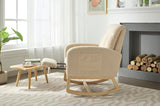 ZNTS Modern Accent Rocking Chair Rocking Chair Solid Wood Legs, adjustable Footrest,Comfy Armchair W2725P254698