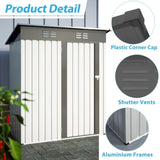 ZNTS 5 ft. W x 3 ft. D Garden Tool Storage Shed Outdoor Metal Shed 05385413