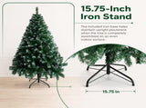 6 ft Unlit Artificial Christmas Tree with 650 PVC Branch Tips and Iron Stand, Light Green and White 05113045