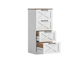 Farmhouse Vertical Printer Stand with X Pattern, 4-Drawer Storage Cabinet Fits Letter Files, White 32187189