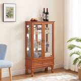 Lighted Glass Display Cabinet Glass Wine Cabinet Curio Display Cabinet with Adjustable Glass Shelves W1758P294632