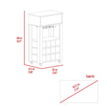 Memphis Bar Cart, Twelve Built-in Wine Rack, Four Legs, One Open Shelf -Black B20091948