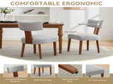 064-Set of 2 Linen Fabric Modern Armless Dining Chairs With Curved backrest and Solid Wooden Legs 42256414