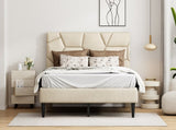 Queen Size Bed Frame with Storage Headboard, Platform Bed No Noise, Mattress Foundation Strong W2896P208878