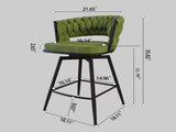 26" Bar Chair Linen Woven Bar Stool Set of 2,Black legs Barstools No Adjustable Kitchen Island 80680891