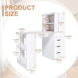 White Computer Desk with 4-in-1 Socket, the Desk with 3 Slide Drawers and 4 Storage Levels, the 04862487
