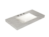 36" Carrara Grey Vein Sintered Stone Top&Undermount Ceramic Basin with 3 Standard Pre-drilled Faucet W2615P506465