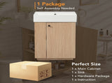 21.6" bathroom vanity with ceramic sink, freestanding modern right door wood grain cabinet with open N729P285503N