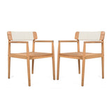 CREATIVE BRAIDED ACACIA WOOD OUTDOOR TABLE AND CHAIRS WITH ARMRESTS, SUITABLE FOR OUTDOOR N770P269704W