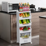 ZNTS 4-Tier Rolling Storage Cart with Wheels, Large Capacity Kitchen Cart, Mobile Utility Cart with with 56528085