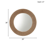 ZNTS Natural Jute Rope Round Wall Mirror 26" B03598875