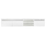 ON-TREND Unique Design TV Stand with 2 Glass Shelves, Ample Storage Space Media Console for TVs Up WF314584AAK